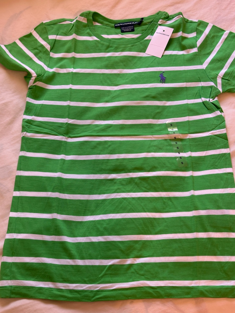NWT Polo Ralph Lauren Pima Cotton Tshirt - Green Stripe - S